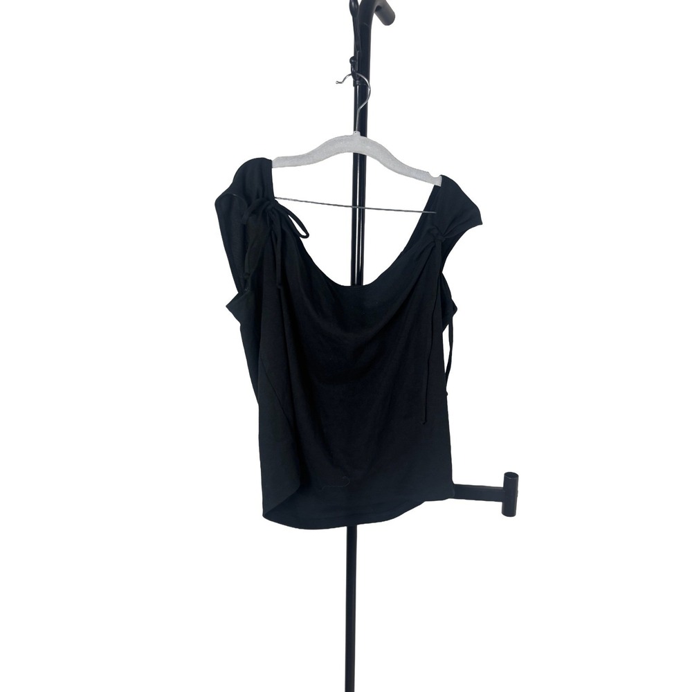 Hollister OffShoulder Tie Sleeve Top Black Tank Womens XXL Bow Crop Chic Top NWT